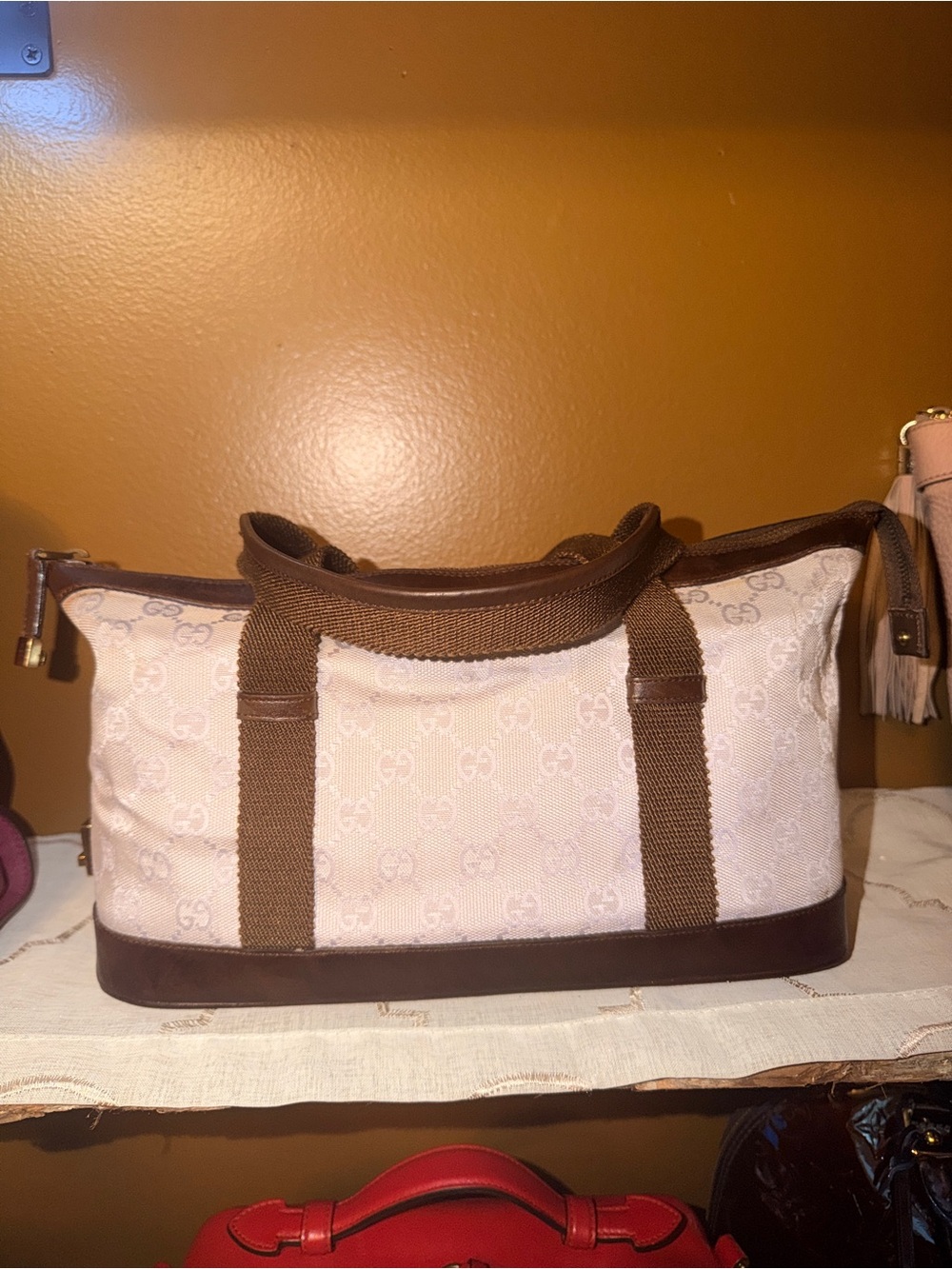 Gucci Vintage GG Monogram Canvas Boston Bag with Leather Trim - Picture 2 of 9